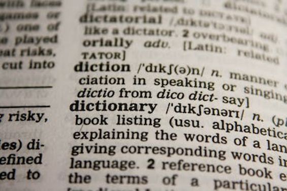 Seite eines englischen Wörterbuchs mit Eintrag "dictionary"