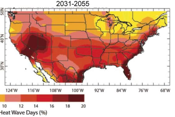 USA Hitzewelle 2000 und 2050 T
