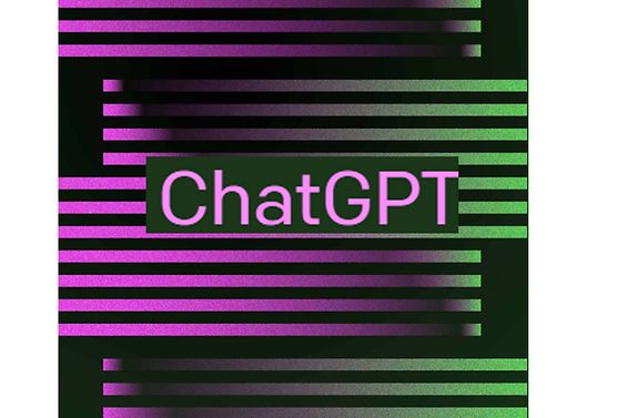 Text "ChatGPT" vor waagerechten Streifen mit Farbverlauf von pink zu hellgrün.